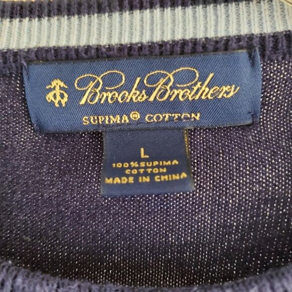 Brooks Brothers Supima Cotton Crewneck Sweater Men’s Size Large – Navy Blue - Picture 3 of 5